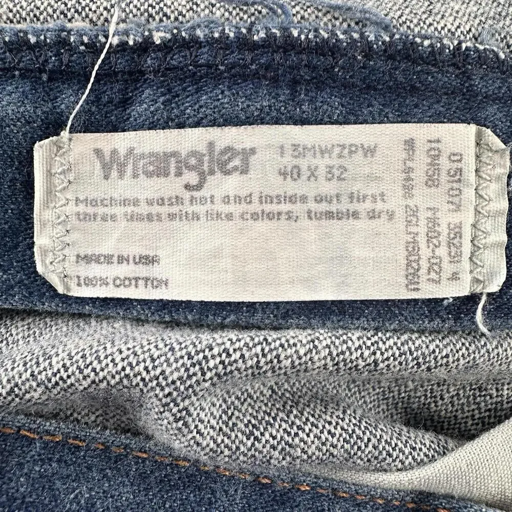 VTG Wrangler Jeans Mens 38x32 Blue Dark Wash All Cotton 13MWZ Made in USA - Picture 3 of 9